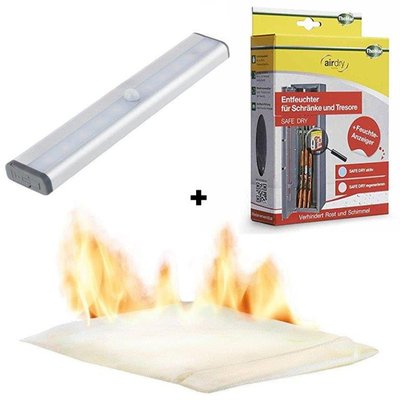 Sparpaket: Feuerfeste Dokumententasche + LED-Leuchte + Safe Dry Entfeuchter  jetzt günstig & portofrei bei  kaufen